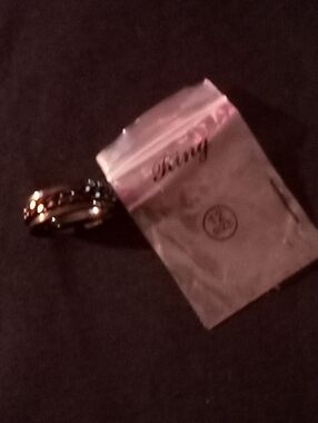 Ring Two-Tone Metal Band with Black Accents